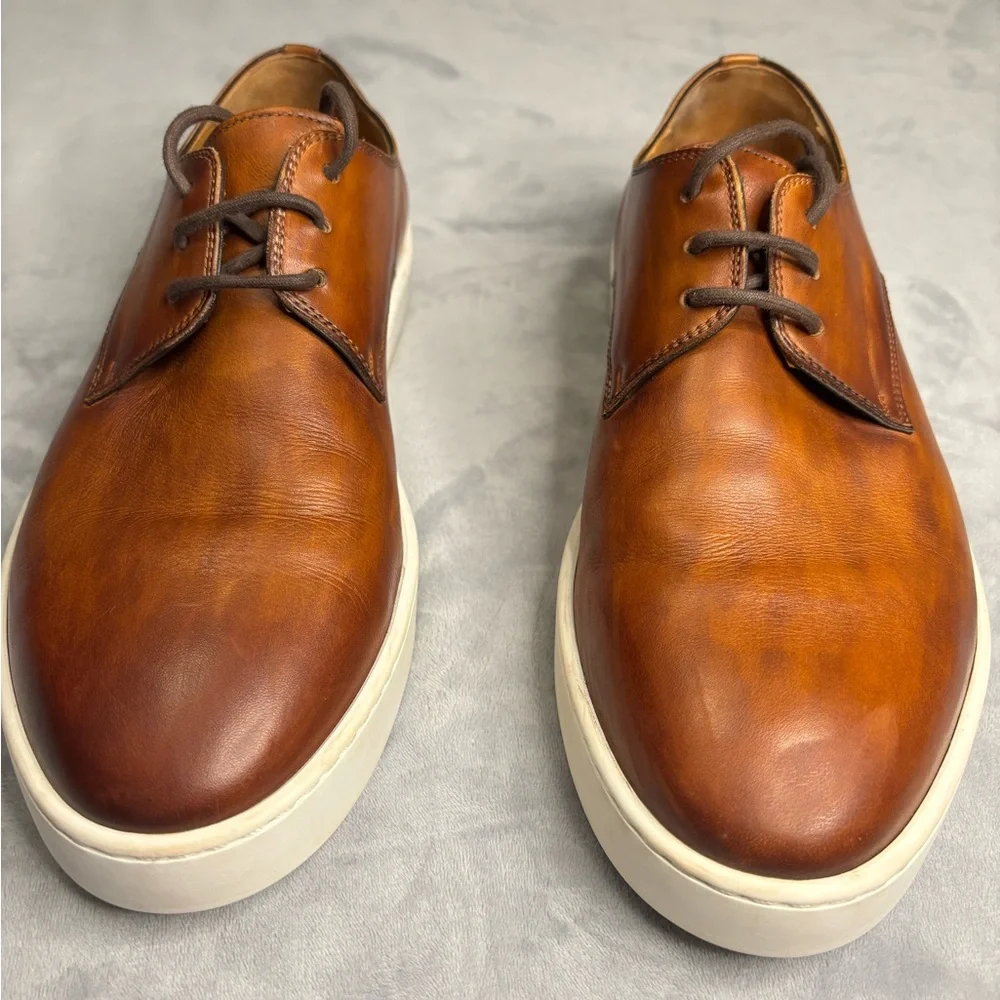 Magnanni Burnished Cognac Leather Derby Sneakers
